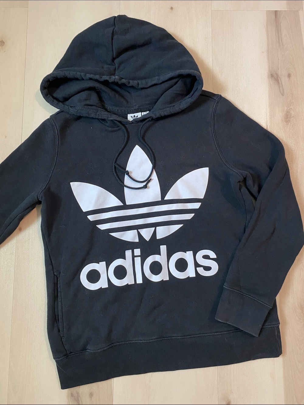 Adidas ✨ Black Hoodie with White Trefoil Logo
